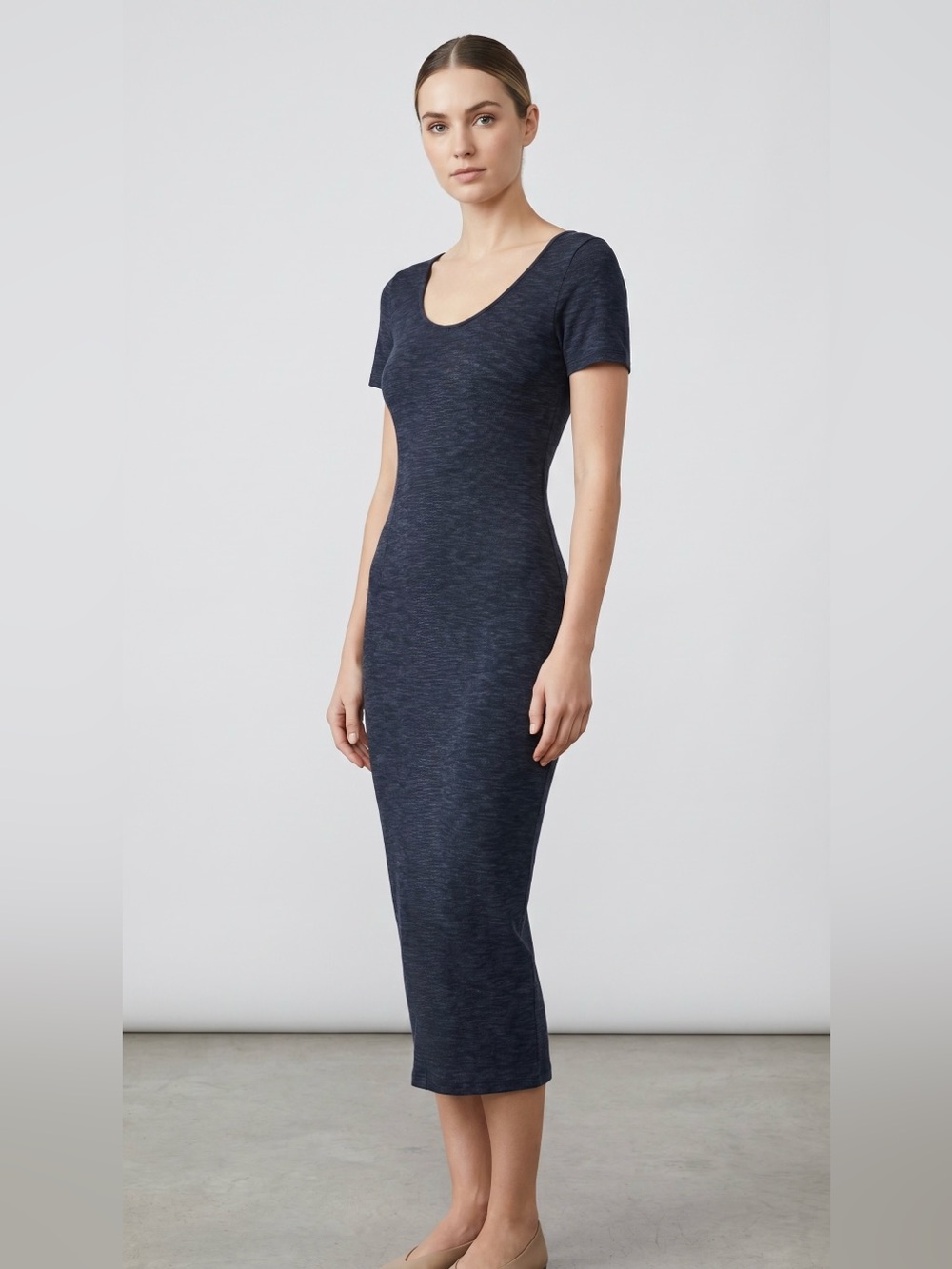 Dynamite Navy Scoop-Neck Midi Dress
